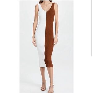 NWT STAUD Dana Dress in Tan/White - XS